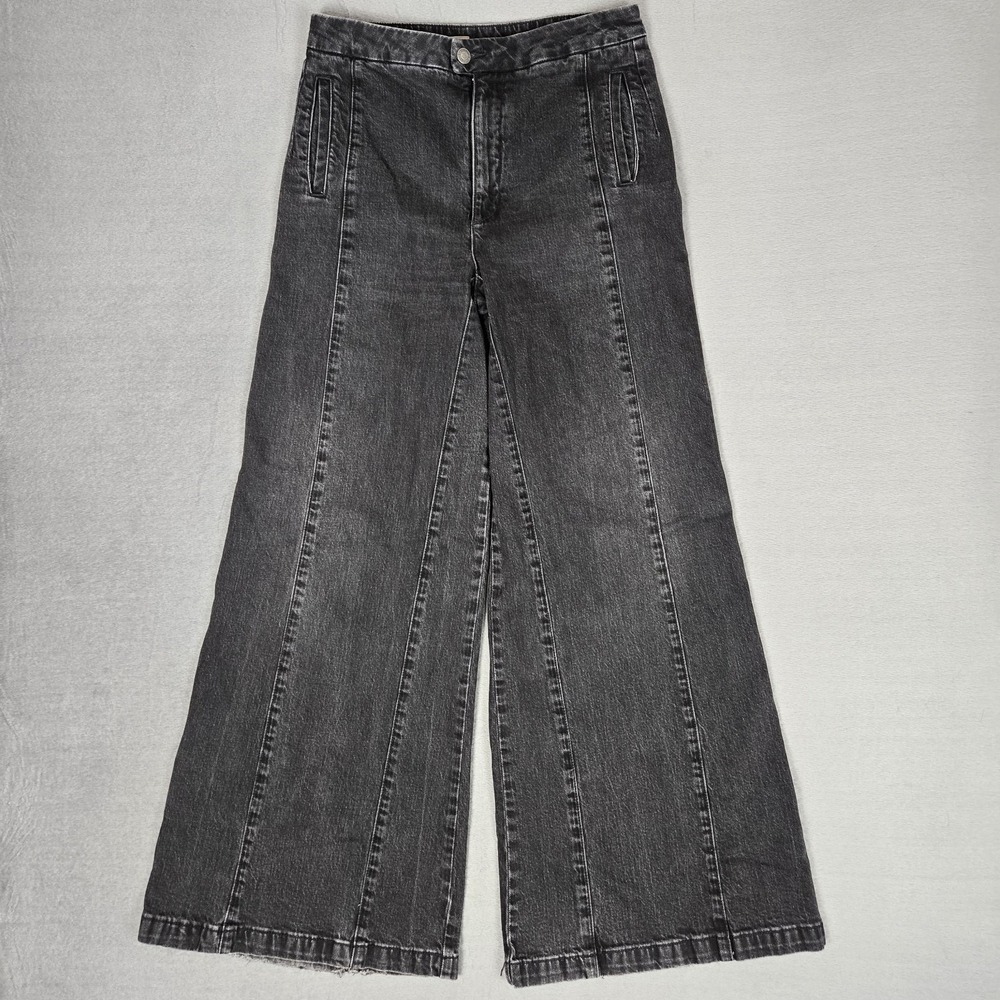 Anthropologie Pilcro The Skipper Jeans Women 29 Black High Rise Wide Leg Stretch